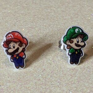 Mario and Luigi acrylic stud earrings